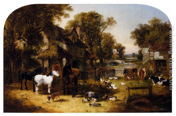 An English Farmyard Idyll painting - John Frederick Herring, Jnr An English Farmyard Idyll art painting